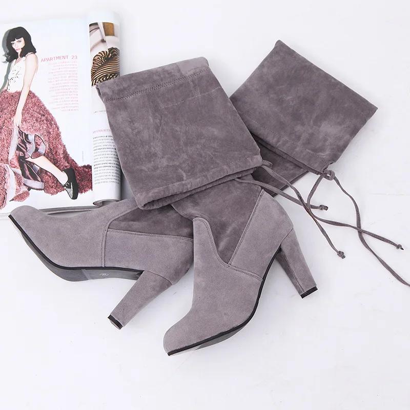 Thick Sole Knitted Long Boots for Women Fashion Elastic Socks Shoes Boots Over Knee Heels Botas De Mujer 2024 Pointed High Heels