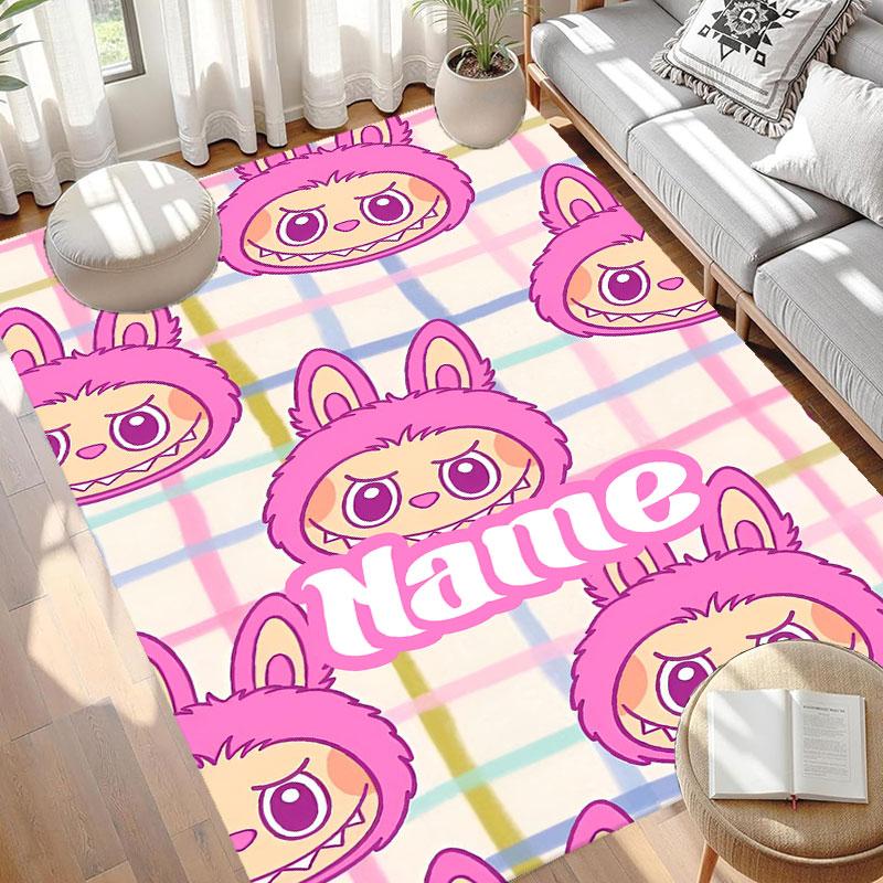 Custom Name Personalized Labubu Print Carpet, Versatile Home Decor Rug, for Playroom, Apartment, Balcony, Entryway, Hallway Gift