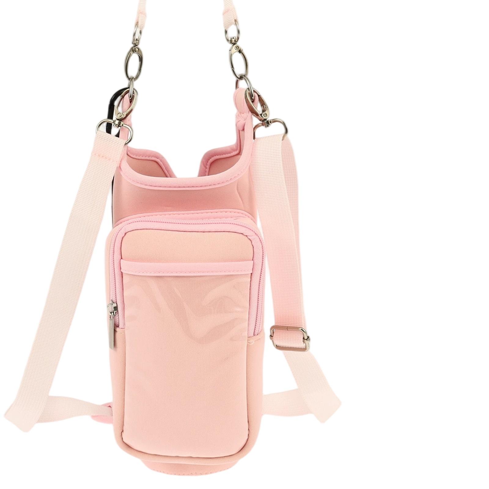 

Magnetic Water Bottle Bag 40oz Bottle Carrier Bag With Phone Pocket Portable Gym Accessories Organizer Adjustable Shoulder Strap рожевий
