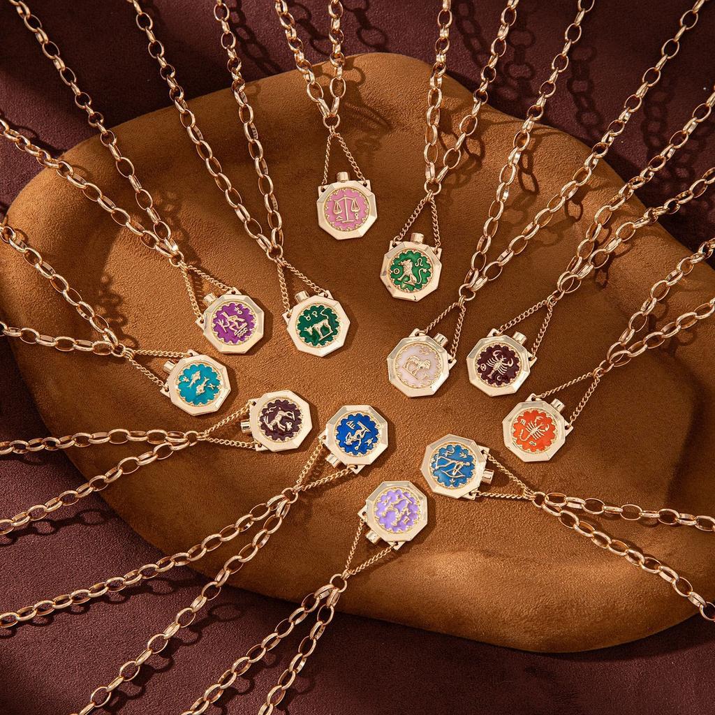 Twelve Constellations Wishing Bottle Necklace Colored Drip Pendant Cat Ear Water Bottle Pendant Design Sense Heavy Industry Sweater Chain Women