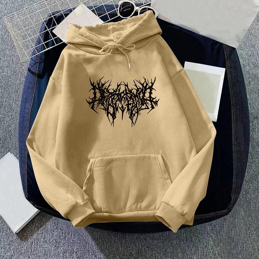 Dámská móda s potiskem, sportovní volný svetr s dlouhým rukávem a kapsou