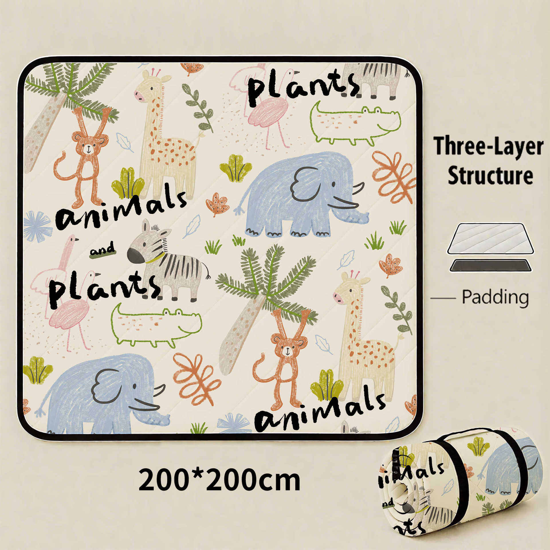 

Outdoor moisture-proof mat Thickened picnic mat Camping outdoor waterproof lawn tent Portable floor mat Outdoor beach canvas 200cm*200cm зелений