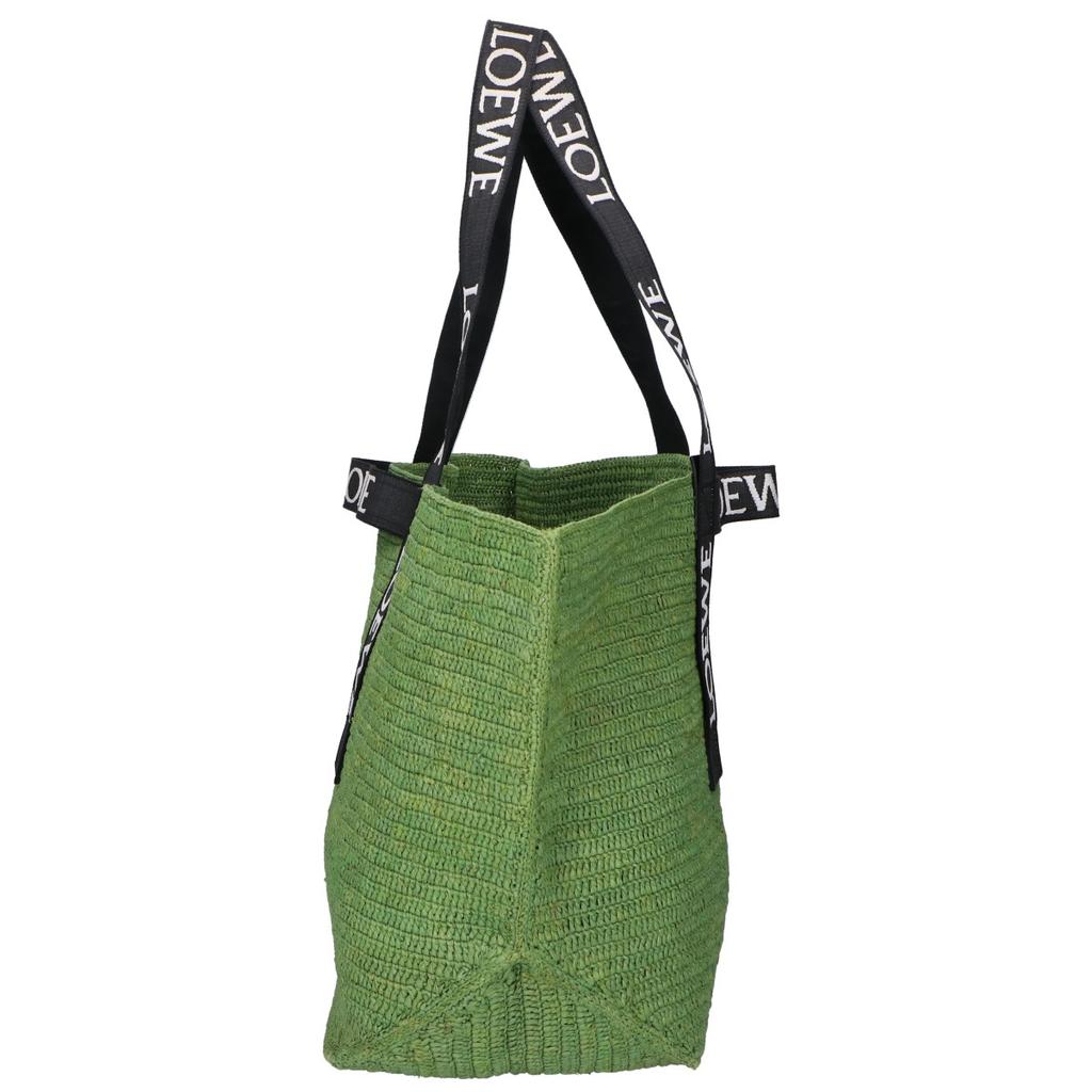 LOEWE B507X23X10 Fold Shopper Raffia Tote Bag greenUsed