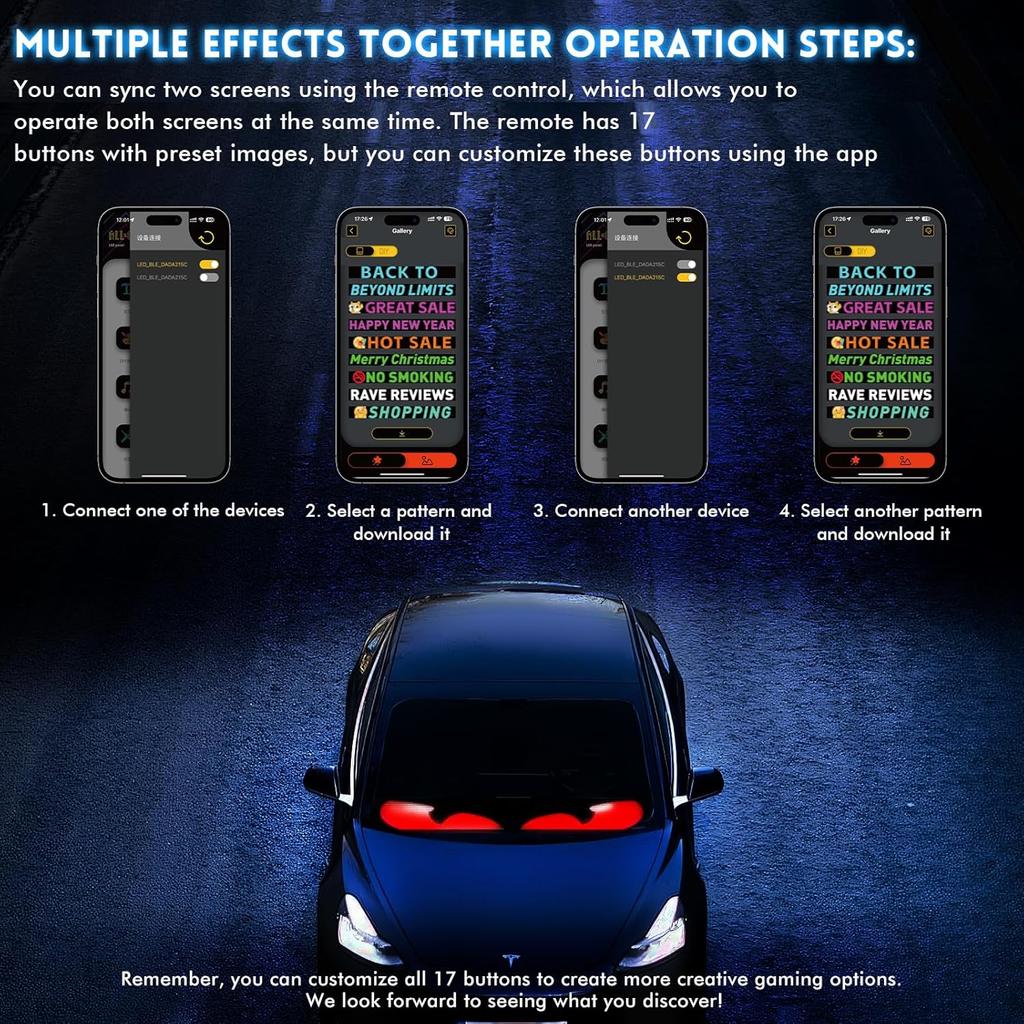 RGB LED Matrix Pixel Panel Flexible Waterproof Scrolling Text Advertising Sign Bluetooth APP Programmable Screen for Car Display