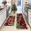 Christmas Kitchen Door Mat Set 2pcs Non-Slip Absorbent Floor Entryway Bathroom Holiday Decor