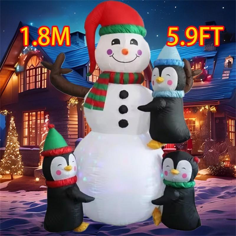 Christmas Inflatable Style Decoration Built-in LED Lights Inflatable Model Outdoor Ornament Xmas Party New Year Garden Decor