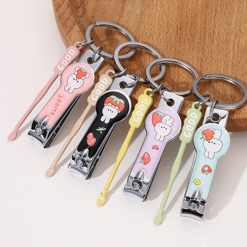 Stainless Steel Double Arc Nail Clippers with Ear Pick & Keychain Nail Clipper and Ear Pick Set