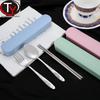Portable Stainless Steel Travel Cutlery Set: Fork, Spoon & Chopsticks - Perfect for Students and Outdoor Use
