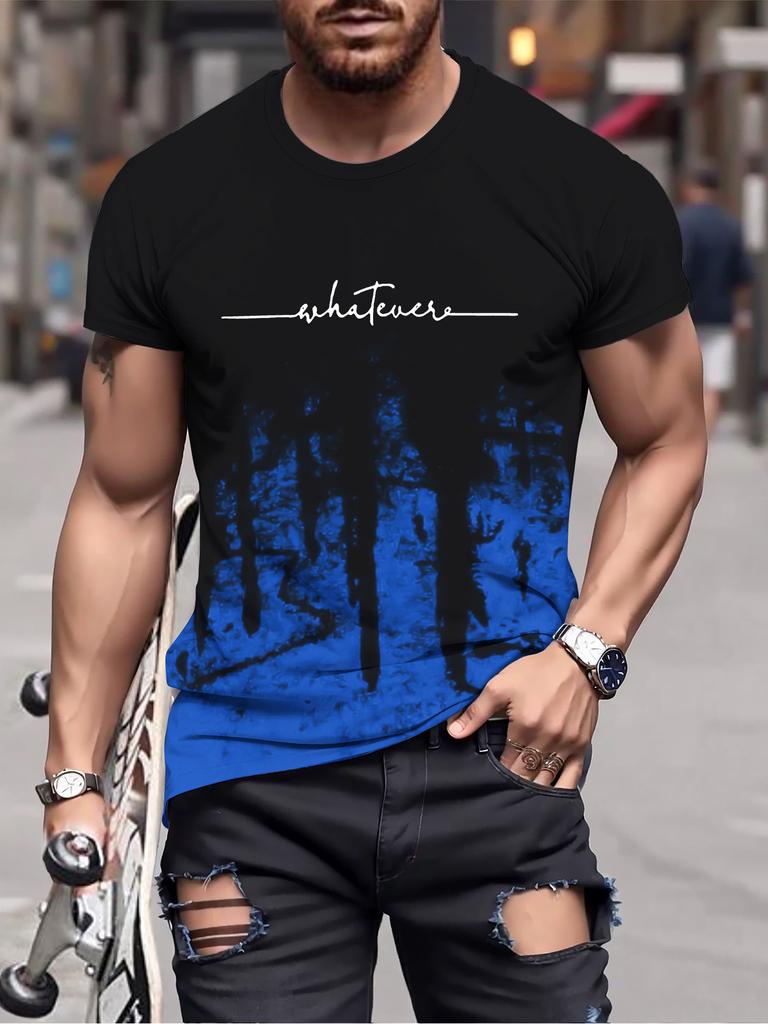 Jakýkoli potisk Tričko Gradient Crew Neck Pro muže Trendy Ležérní Top Pánské Tričko Letní výlet Vintage oblečení 90. let