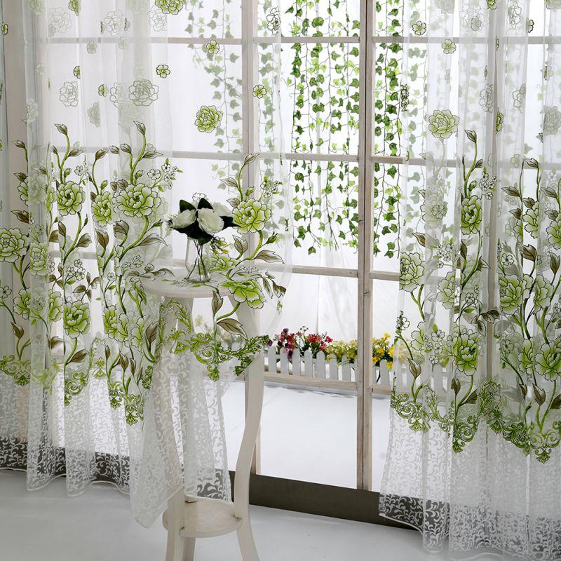 1PC Tulle Curtain For Bedroom Kitchen Kids Room Decoration Louver Window Treatments Romantic Butterfly Pattern Sheer Drape