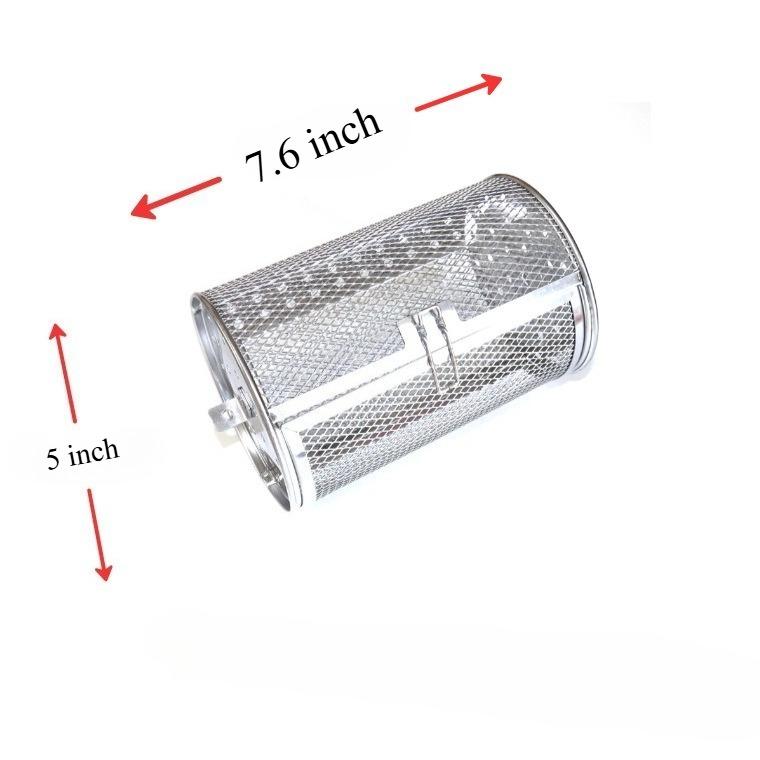 Rotating Oven Crisper Basket - Kitchen Rolling Grill Cage for Roasting, Baking, Barbecue - Outdoor Camping Rotisserie Drum