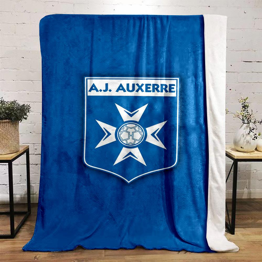 AJ Auxerre Logo Bedroom Blanket Design Printed Flannel Blanket for Bedroom, Living Room, Sofa, and Nap