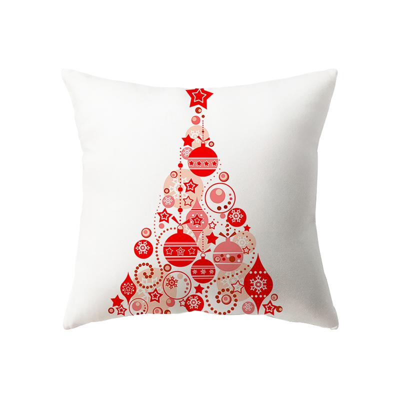 Christmas Theme Cute Elk Print Pattern Cushion Cover Home Living Room Sofa Decoration Square Polyester Pillow Pillow Cover