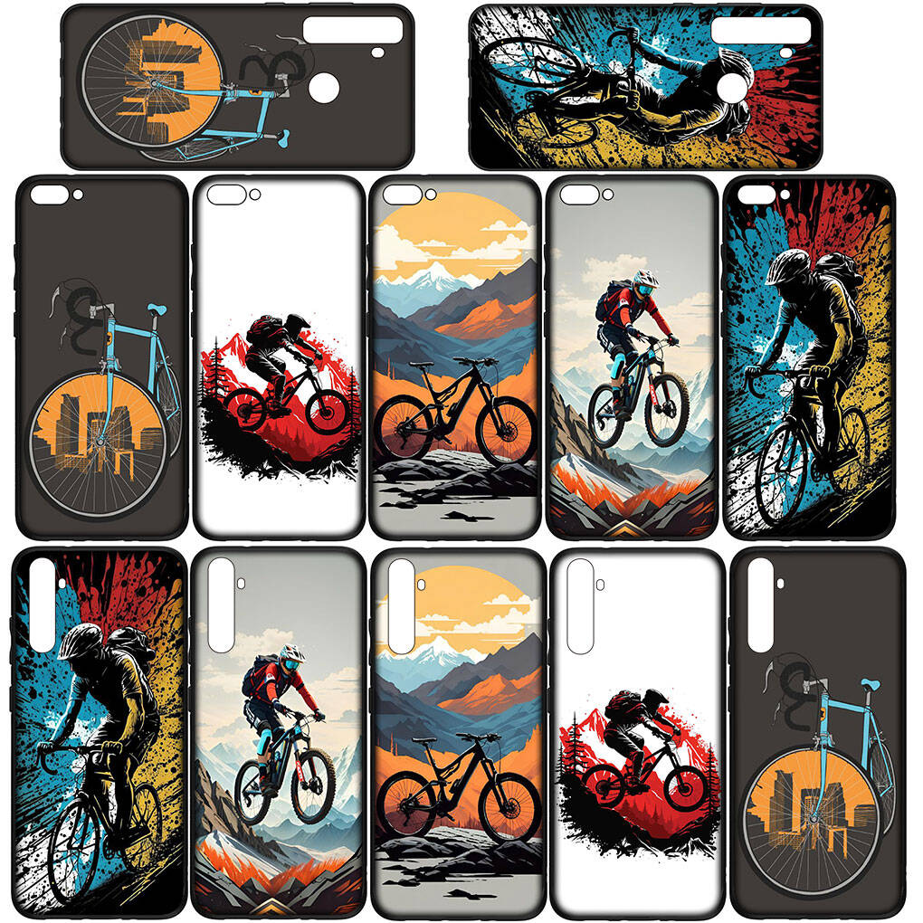 Phone Case for Samsung Galaxy S25 S23 S22 S24 Ultra FE A05 A06 A15 A16 A36 A37 A35 A54 A55 A56 A57 A25 A26 A53 Wallpaper Mountain Bike Cycling Cover