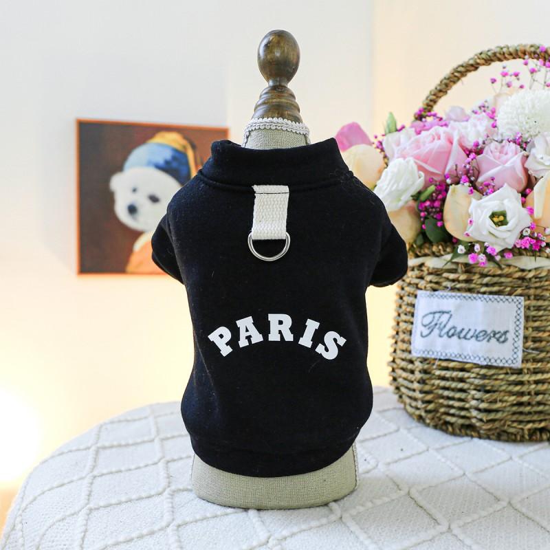 Pet Circle Dog Cat Hoodie Soft Cotton Casual Clothing White Paris Black Snap Front