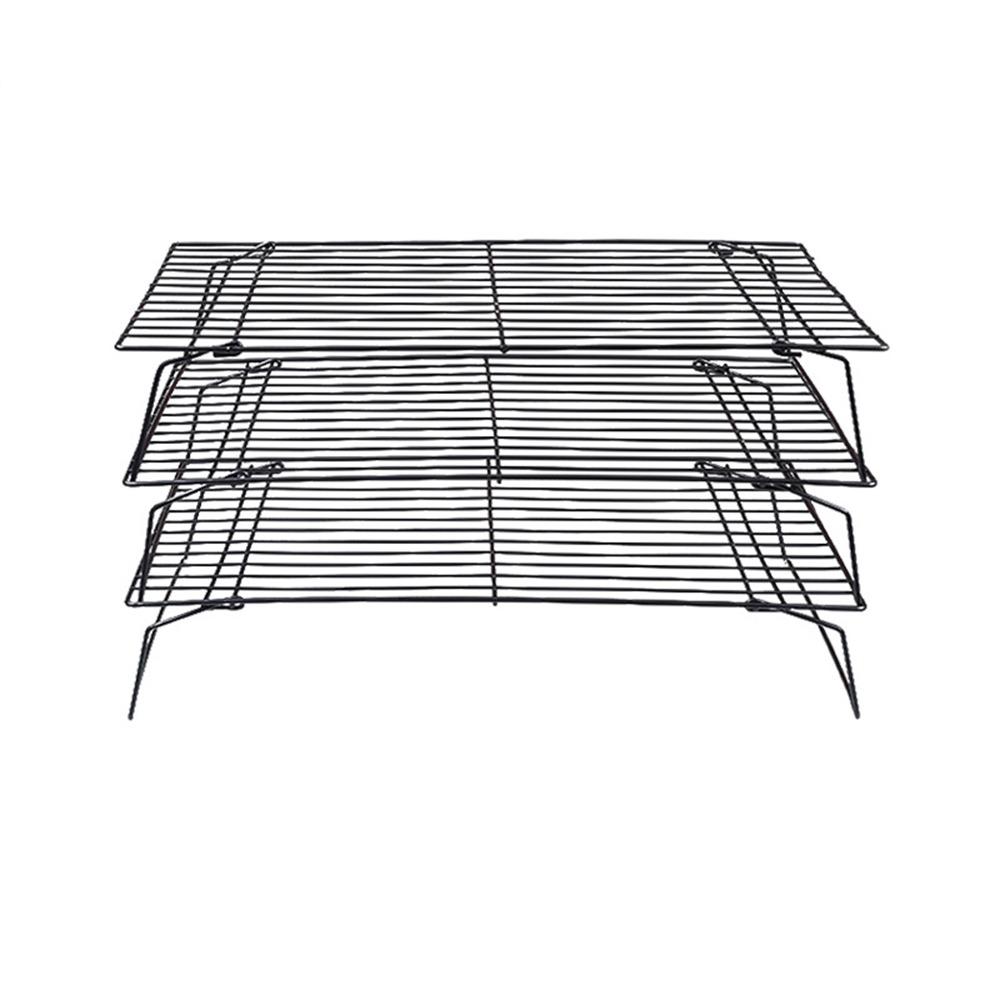 

Антипригарный противень Штабелируемая полка-сетка для барбекю Коврик Охлаждающая решетка для торта Пицца Хлеб чёрный