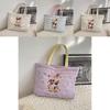 Adorable Quilted Cotton Dog Embroidery Handheld Tote Bag For Shopping And Lunch