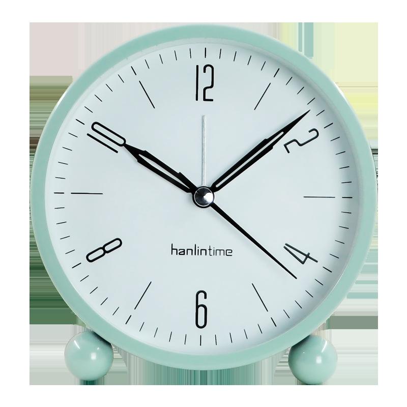 Fashionable Modern Simple Digital 4-inch Round Metal Alarm Clock Table Clock Silent Sweep Second Night Light Clock