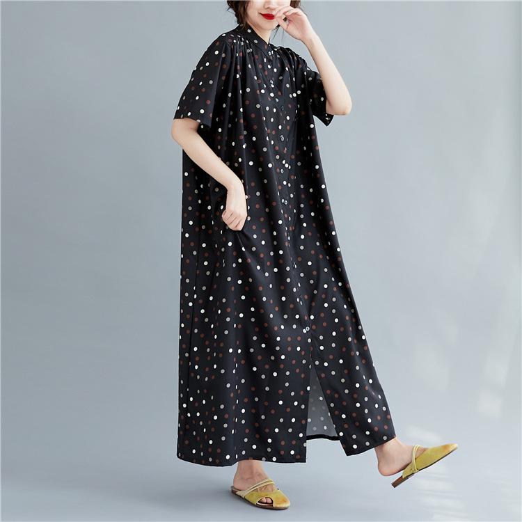 2020 Summer Korean Polka Dot Plus Size Long Shirt Dress