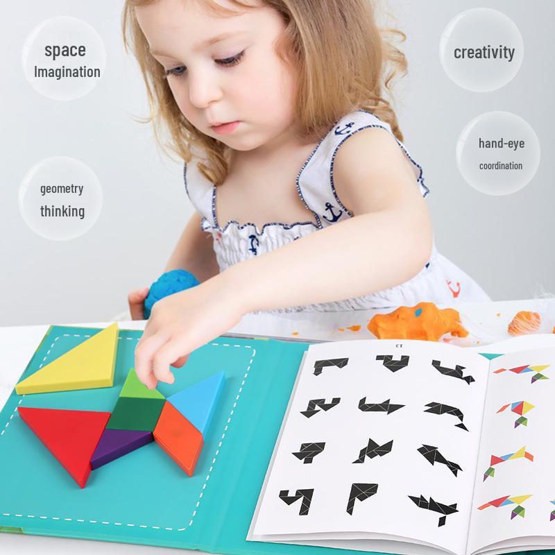 Magnetic Tangram Puzzle for Young Children - Educational Wooden Toy for Early Learning