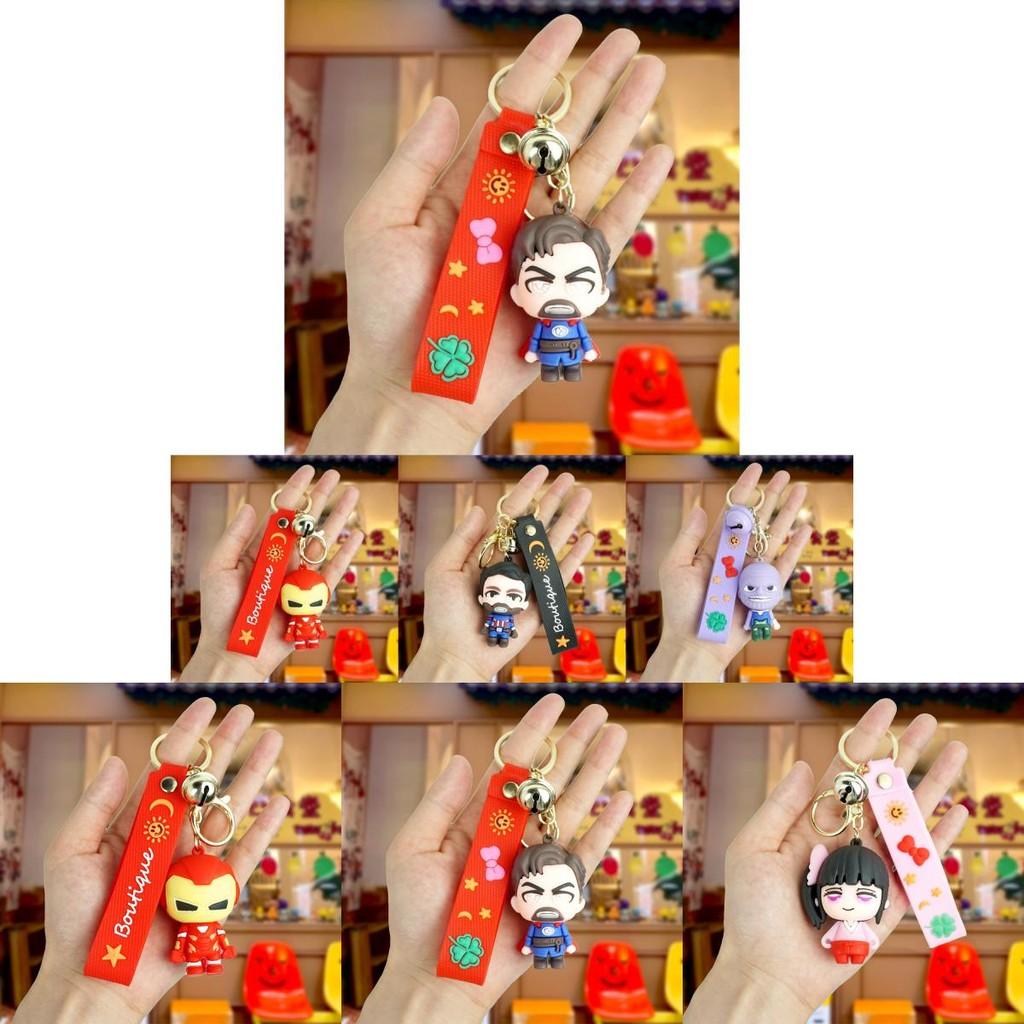 Adorable Marvel Cartoon Spiderman Couple Keychain Rubber Key Accessories