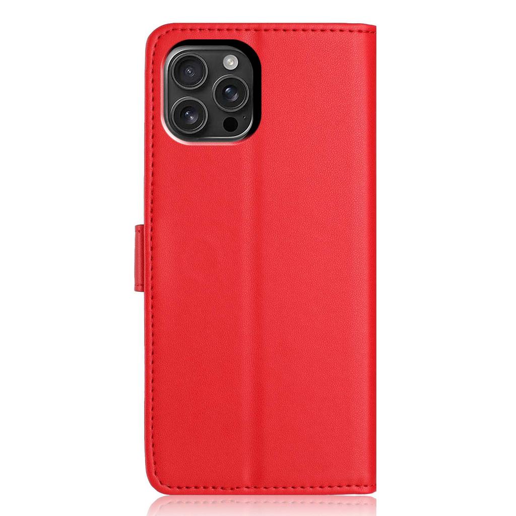 For iPhone 16 Pro Max Wallet Case with Strap/Multiple Card Slots Solid Color Leather Stand Phone Cover
