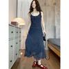 The new Korean gentle wind polka dot suspender dress for women's summer niche does not collide with the waist long dress