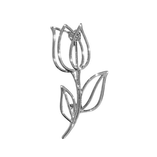 

Brooch Hollow Tulip Design Anti-Wear Lapel Pin Sweaters Collars Hats Bags Coats Scarves Badge Versatile Accessory