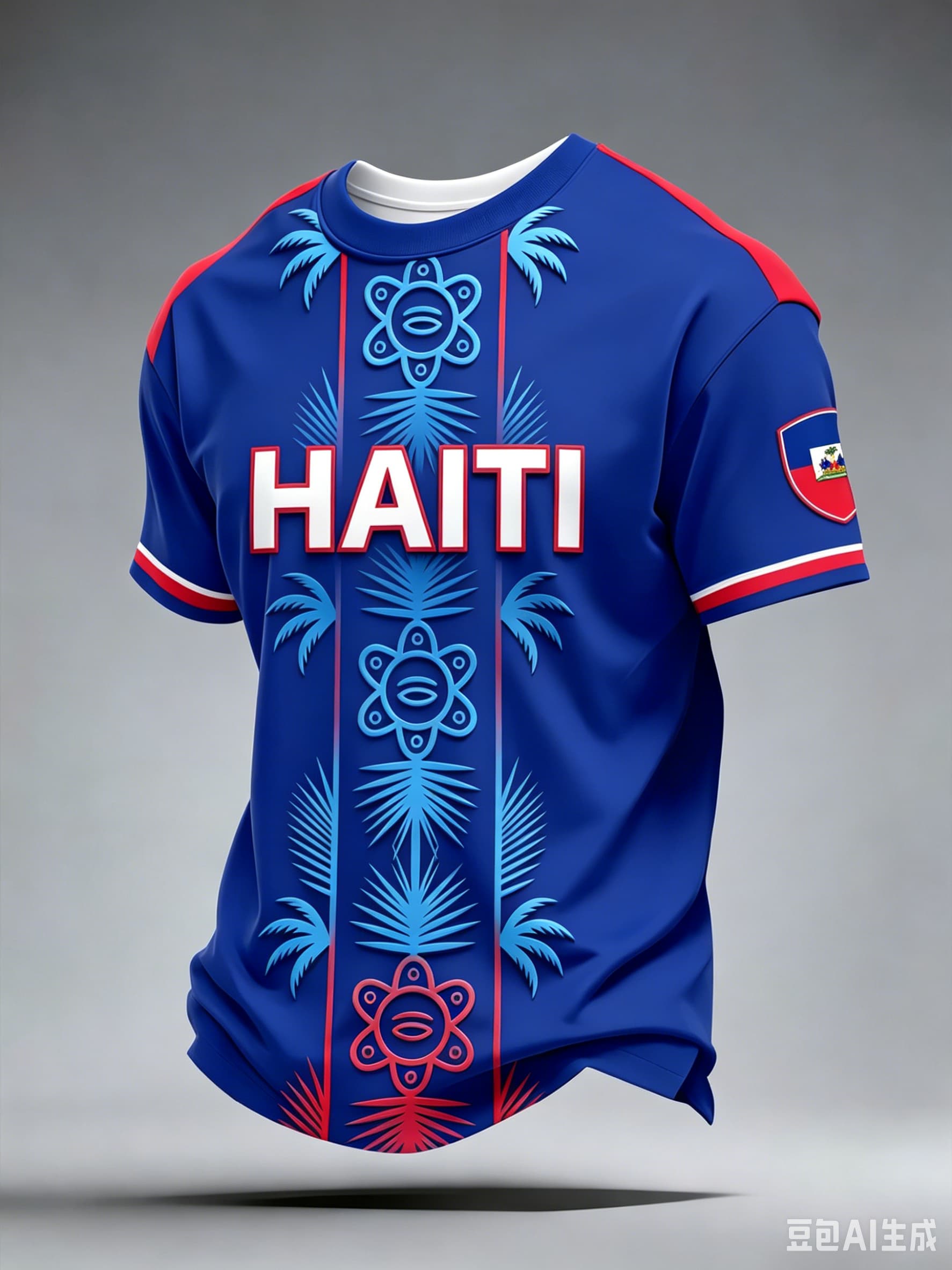 Haiti Gradient Soccer Jersey with Flag & Motto Print, Breathable Quick-Dry Football Shirt for Men Fans Training  Summer T Shirt M