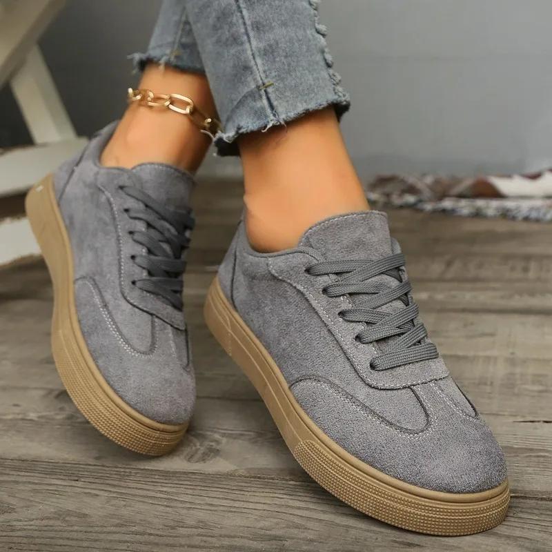 Fashion 2025 Ladies Shoes Lace-up Women's Vulcanize Shoes Fashion Sewing Outdoor Slip-Resistant Casual New Plus Size Versatile Sneakers