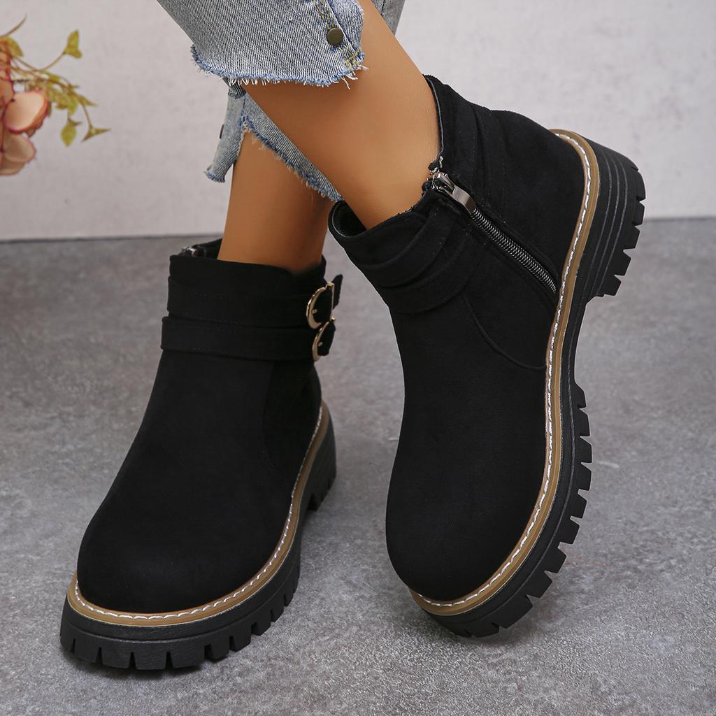 Winter Round Toe Comfortable Thick Sole Non Slip Casual Action Boots Fashionable New Suede Plus Size Horse Boots For Women