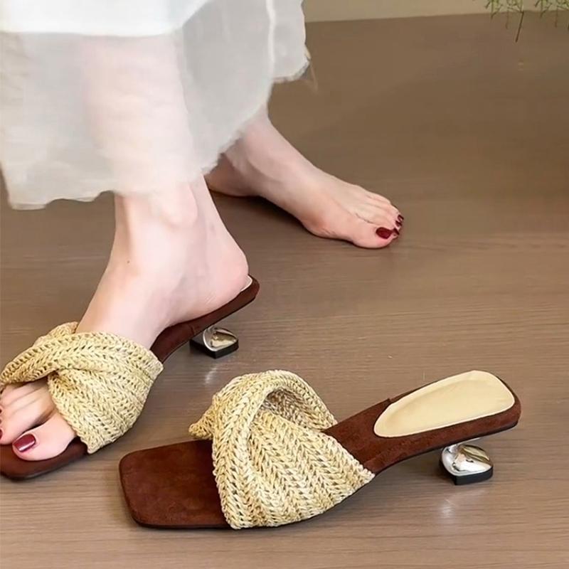 Sandale Romane Retro Țesute cu Platformă cu Vârf Deschis Papuci de Plajă Femei Sensul Designului Vaion Sle Cap Plat Respirabile Vară Șlapă