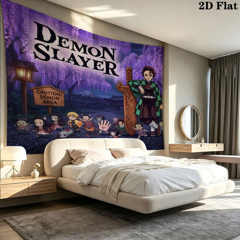 Gobelin Ścienny Demon Slayer Estetyczna Dekoracja Ścienna Koc z Drukowanej Tkaniny Dekoracyjne Gobeliny Do Sypialni Salonu Wystrój Domu