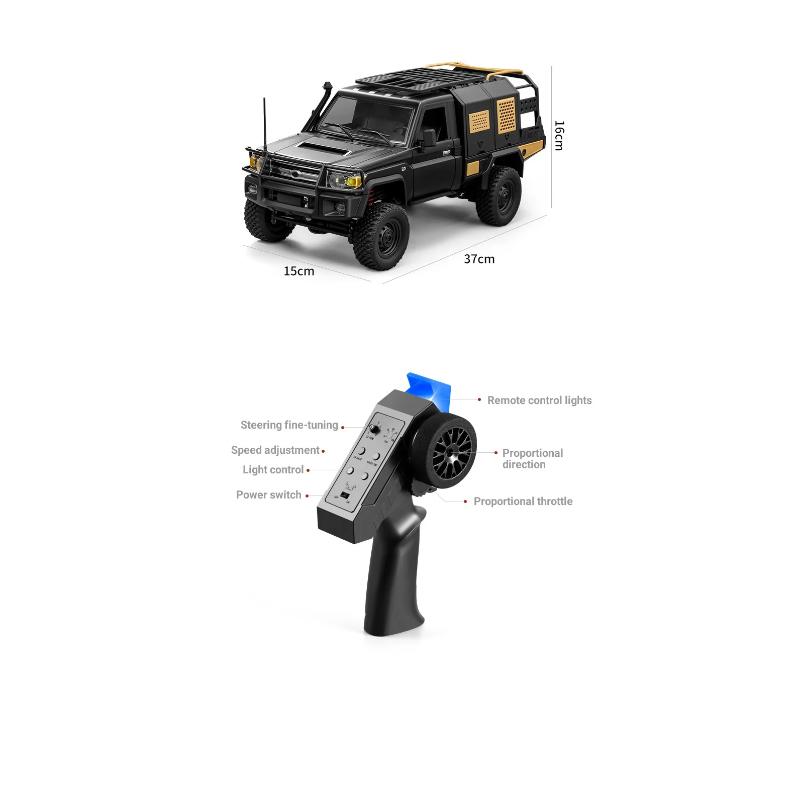 1/12 Full Scale RC Crawler 4-wheel Drive Off Road Remote Control Pickup Truck with Led Light Rechargeable Climbing Vehicle Hobby Toys for Boys Adult