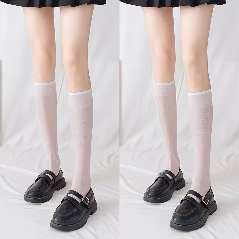 Mu Ruan Black & White Bow Tie Lace Pantyhose - Spring/Summer Lolita Style