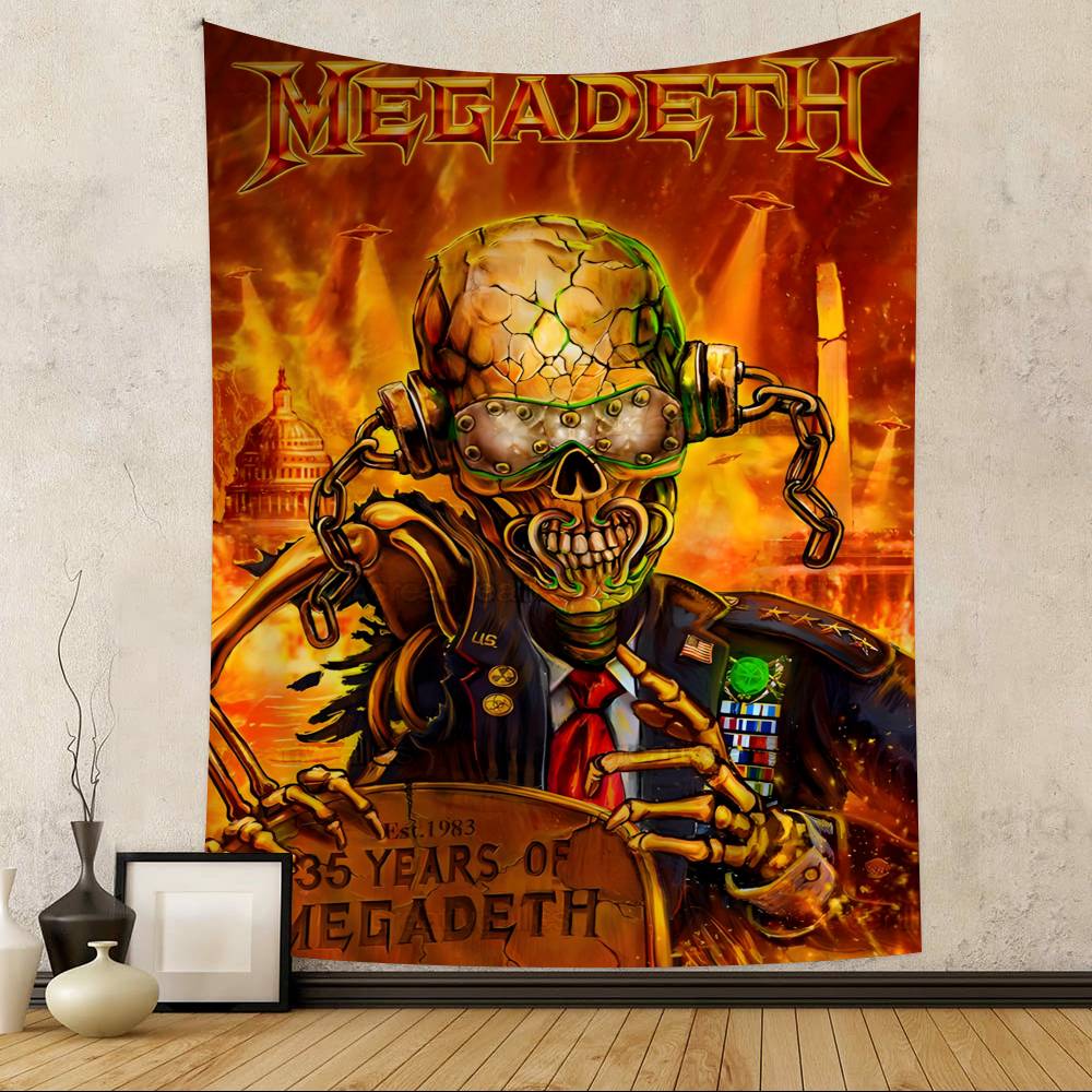 

Vintage Megadeths Heavy Metal Rock Band Hanging Bohemian Tapestry Hanging Tarot Hippie Wall Rugs Dorm Japanese Tapestry 74x94cm(29x37in)