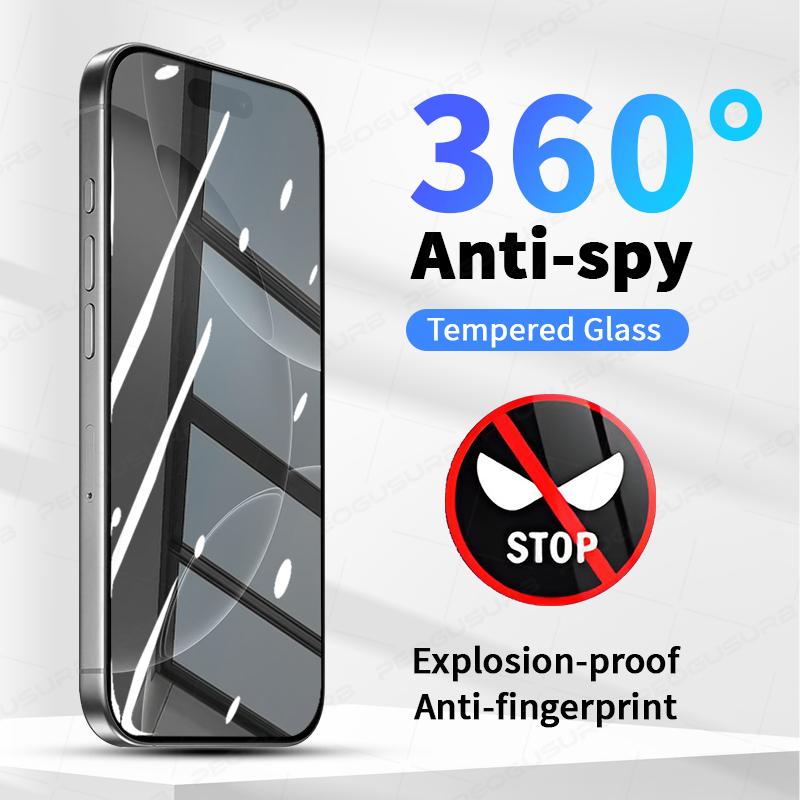 360° Privacy Anti Spy Protector for iPhone Air 6 7 8 X XS XR 11 12 13 14 15 16 17 Pro Max Full Coverage High Quality Tempered Glass Screen Protector