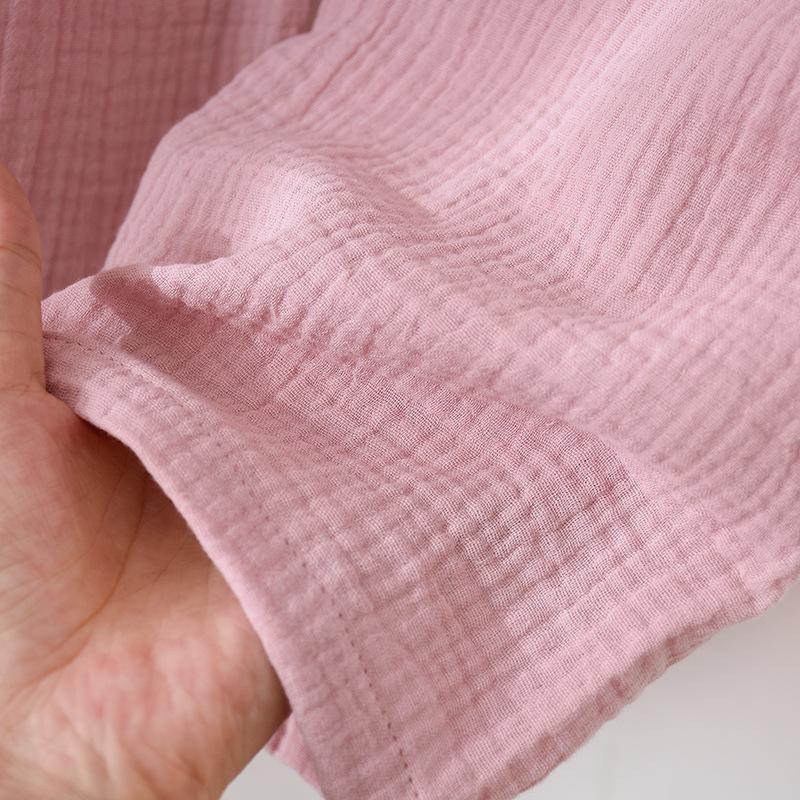 Japanese Couple's Pajamas Set: Plain Cotton, Loose Fit, Unisex, Plus Size, for Spring & Autumn.