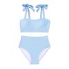 Bikini Set 2 Pezzi Costume da Bagno a Righe Costume da Bagno a Vita Alta