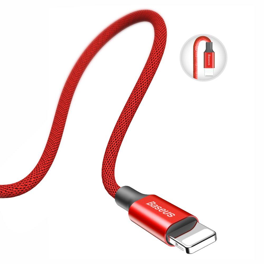 Fabric braided USB cable iPhone Lightning 18m red