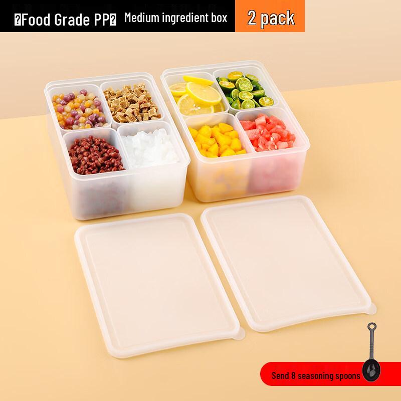 Yicang Medium 4-Compartment Plastic Condiment Box Set (2-Pack)