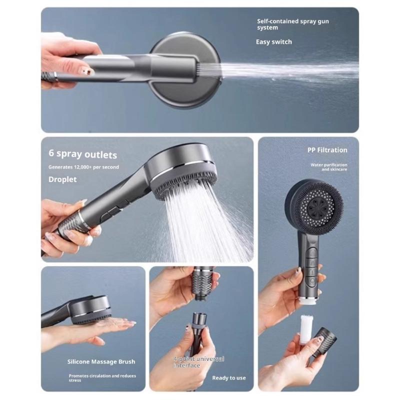 Water Saving High Pressure Filter Shower Head 4 Sprays Setting Massage Hand Showerhead For Enhanced Bath Experience