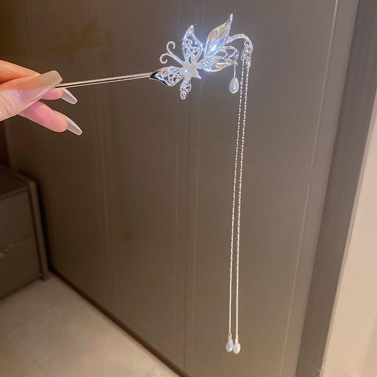 Four Seasons Chinese Tassel Hairpin: Ancient Style Hanfu with Fresh Pearl and Jiangnan Classical Cheongsam Hair Accessory