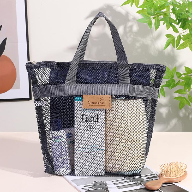 1Pc Mesh Shower Bag with Quick Dry Technology Portable Toiletry Tote Outdoor Beach Bag Makeup Organizer