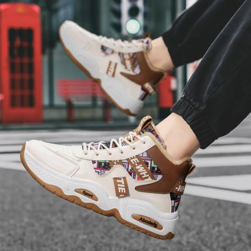 Herren Winter Schneestiefel Verdicktes Fleecefutter Wasserdicht Kältefest Warme Baumwollschuhe für Herren Plateau Rutschfeste Wanderschuhe