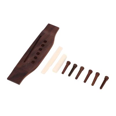 Acoustic Guitar Bridge Parts Replacement Accessories Rosewood Pins Bone Nut Saddle Set