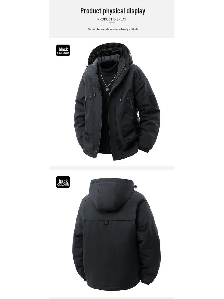 Men's Winter Hooded Cotton Jacket - Trendy, Windproof, Waterproof Casual Workwear
