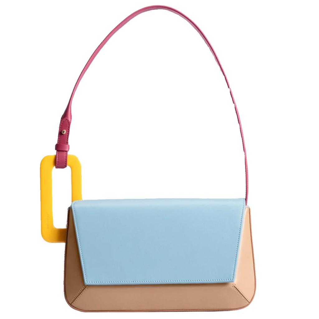 Ladies' New Niche Trendy Bag with Contrasting Colors, Geometric Splicing Acrylic Square Buckle, Single Shoulder Armpit Bag, Small Square Bag