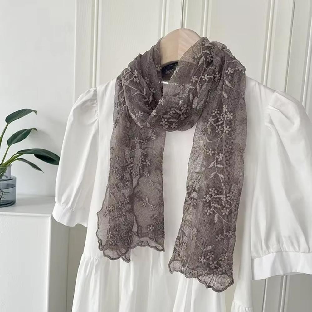 Long Women's Lace Scarf Korean Version of Literary Neck Protection Scarf Female Headscarf