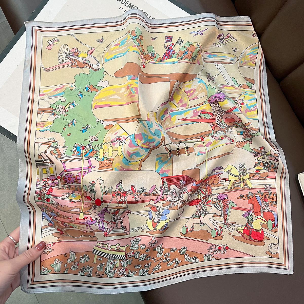 

Цвет Дикая Девочка 53 см Шелковый Платок Весна Тутовый Шелк Подходящий к Рубашке Премиальный Тонкий Маленький Квадратный Платок 53cm